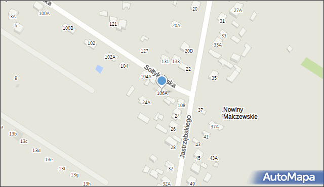 Radom, Sołtykowska, 106A, mapa Radomia