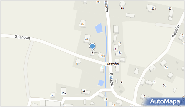 Raszów, Sosnowa, 2, mapa Raszów
