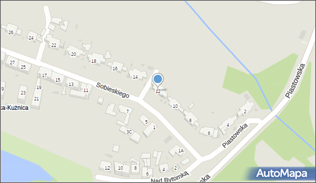 Ruda Śląska, Sobieskiego, 12, mapa Rudy Śląskiej