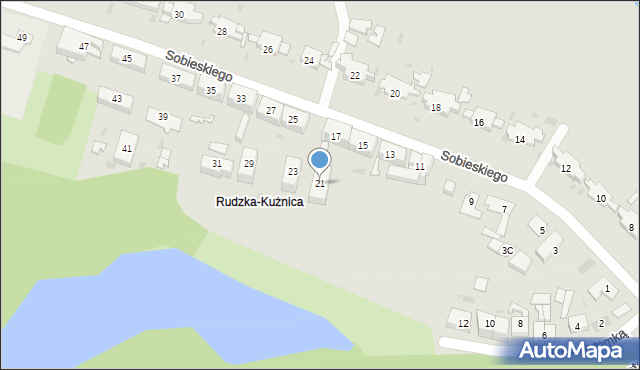 Ruda Śląska, Sobieskiego, 21, mapa Rudy Śląskiej