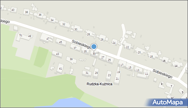 Ruda Śląska, Sobieskiego, 33, mapa Rudy Śląskiej