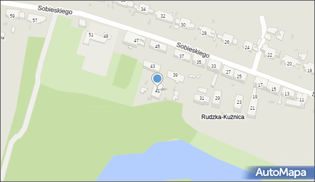 Ruda Śląska, Sobieskiego, 41, mapa Rudy Śląskiej