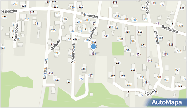 Rybarzowice, Sosnowa, 453, mapa Rybarzowice