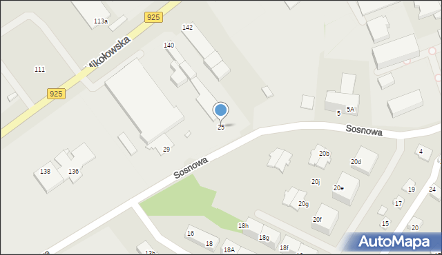 Rybnik, Sosnowa, 25, mapa Rybnika