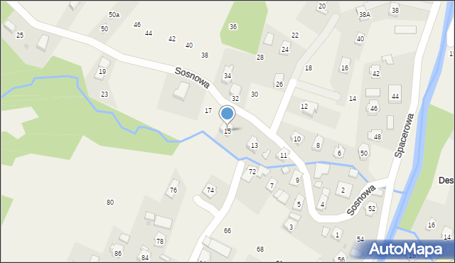 Rymanów-Zdrój, Sosnowa, 15, mapa Rymanów-Zdrój