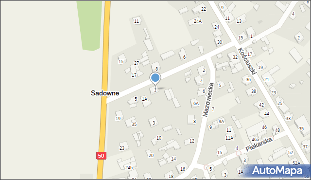 Sadowne, Sosnowa, 1, mapa Sadowne