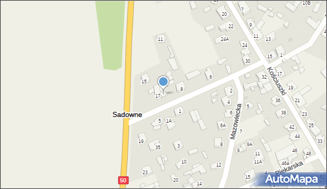 Sadowne, Sosnowa, 10, mapa Sadowne