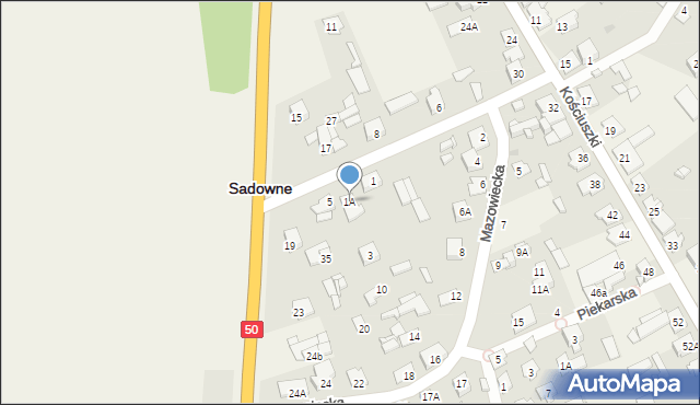 Sadowne, Sosnowa, 1A, mapa Sadowne