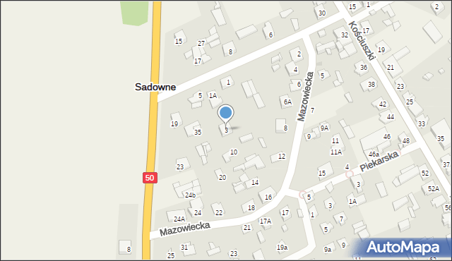 Sadowne, Sosnowa, 3, mapa Sadowne