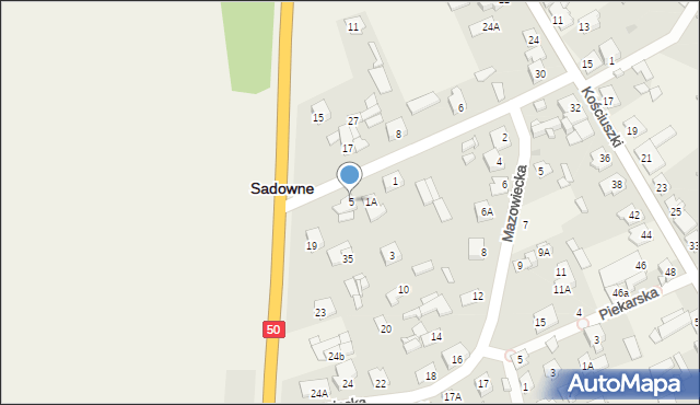 Sadowne, Sosnowa, 5, mapa Sadowne