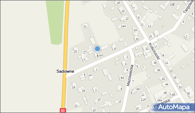 Sadowne, Sosnowa, 8, mapa Sadowne