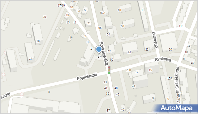 Siedlce, Sokołowska, 47, mapa Siedlce