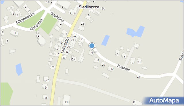 Siedliszcze, Sokolec, 6, mapa Siedliszcze