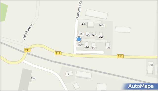 Sierakowice, Sosnowa Góra, 142a, mapa Sierakowice