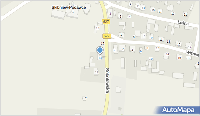 Skibniew-Podawce, Sokołowska, 13, mapa Skibniew-Podawce