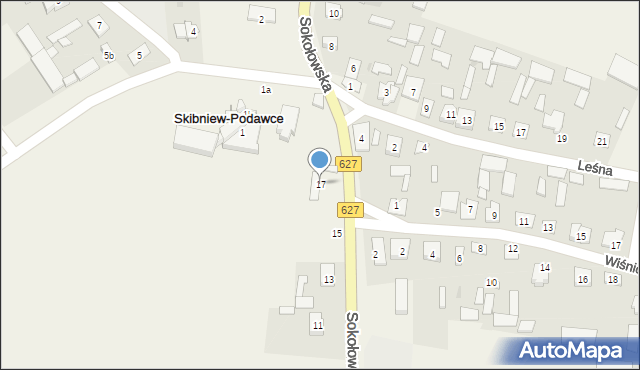 Skibniew-Podawce, Sokołowska, 17, mapa Skibniew-Podawce