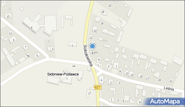 Skibniew-Podawce, Sokołowska, 8, mapa Skibniew-Podawce
