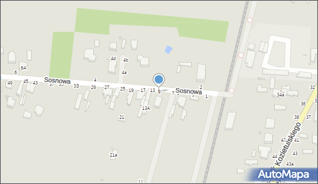 Skierniewice, Sosnowa, 9, mapa Skierniewic