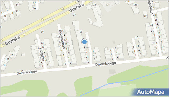Słupsk, Sokolnickiego Michała, gen., 7, mapa Słupska