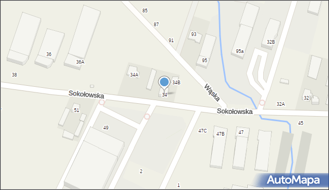 Sokołów, Sokołowska, 34, mapa Sokołów