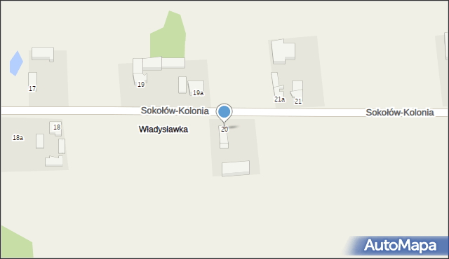 Sokołów-Kolonia, Sokołów-Kolonia, 20, mapa Sokołów-Kolonia