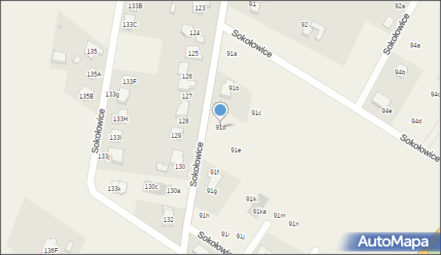 Sokołowice, Sokołowice, 91d, mapa Sokołowice