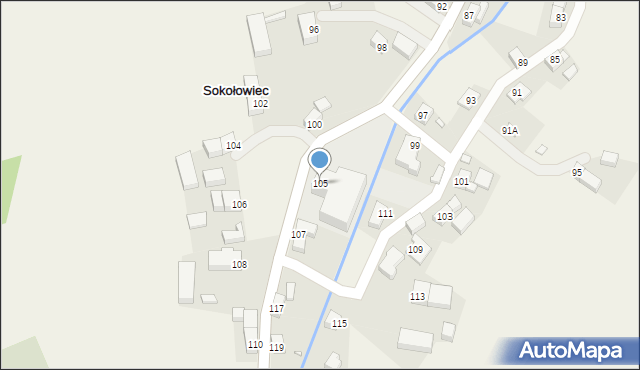 Sokołowiec, Sokołowiec, 105, mapa Sokołowiec