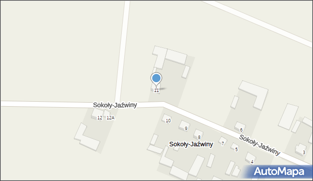 Sokoły-Jaźwiny, Sokoły-Jaźwiny, 11, mapa Sokoły-Jaźwiny