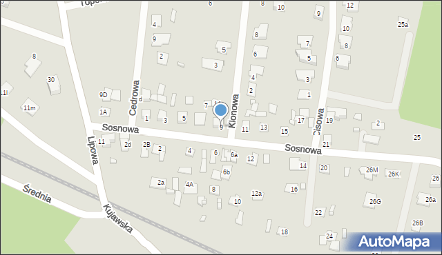 Solec Kujawski, Sosnowa, 9, mapa Solec Kujawski
