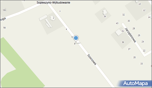 Sopieszyno, Sosnowa, 8, mapa Sopieszyno