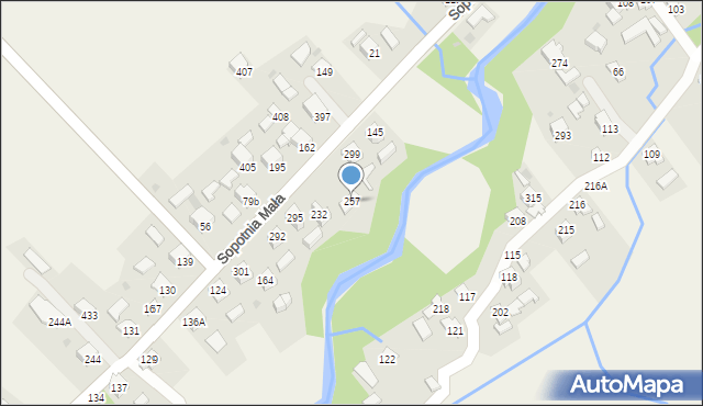 Sopotnia Mała, Sopotnia Mała, 257, mapa Sopotnia Mała