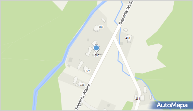 Sopotnia Wielka, Sopotnia Wielka, 260, mapa Sopotnia Wielka