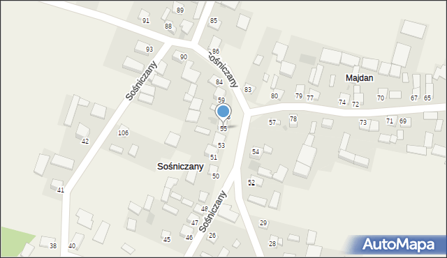 Sośniczany, Sośniczany, 55, mapa Sośniczany