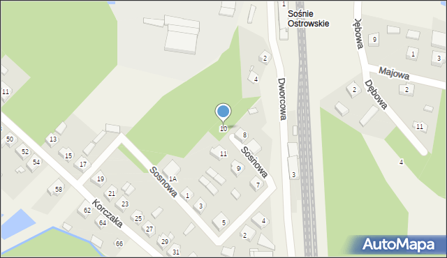 Sośnie, Sosnowa, 10, mapa Sośnie