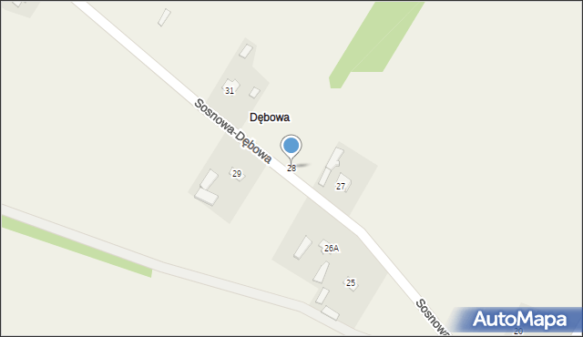 Sosnowa-Dębowa, Sosnowa-Dębowa, 28, mapa Sosnowa-Dębowa