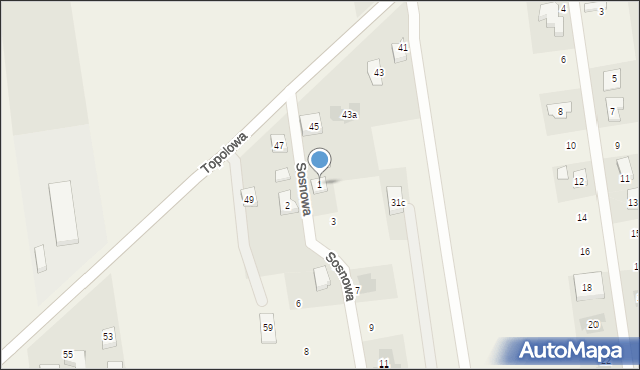 Stare Miasto, Sosnowa, 1, mapa Stare Miasto