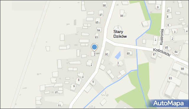 Stary Dzików, Sobieskiego, 1, mapa Stary Dzików