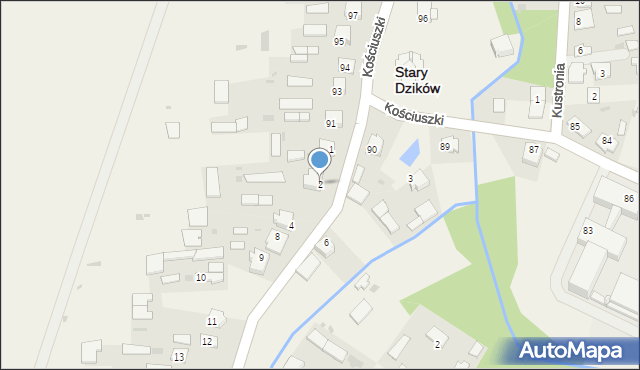 Stary Dzików, Sobieskiego, 2, mapa Stary Dzików