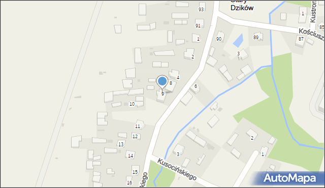 Stary Dzików, Sobieskiego, 9, mapa Stary Dzików