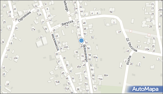 Stary Sącz, Sobieskiego, 37, mapa Stary Sącz