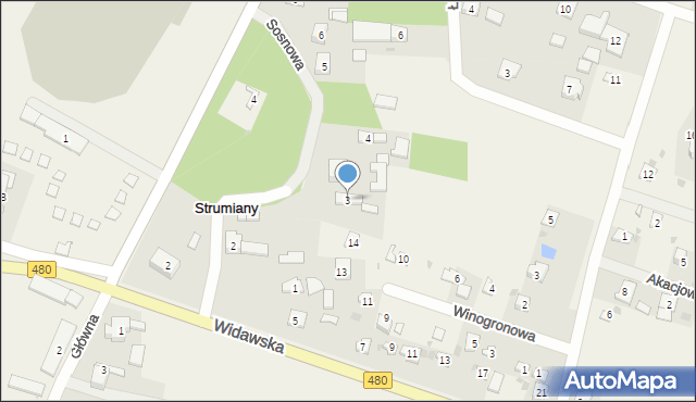 Strumiany, Sosnowa, 3, mapa Strumiany