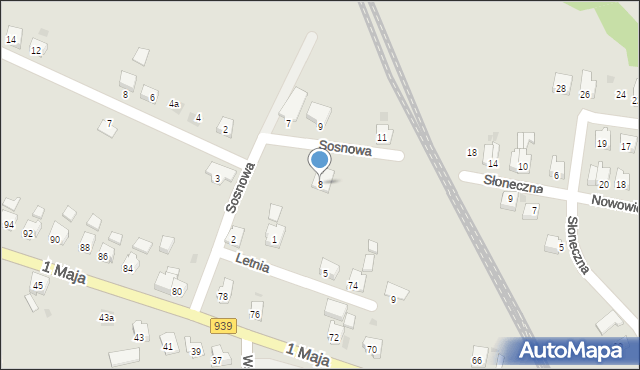 Strumień, Sosnowa, 8, mapa Strumień