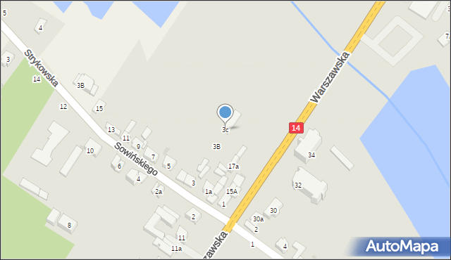 Stryków, Sowińskiego Józefa, gen., 3c, mapa Stryków