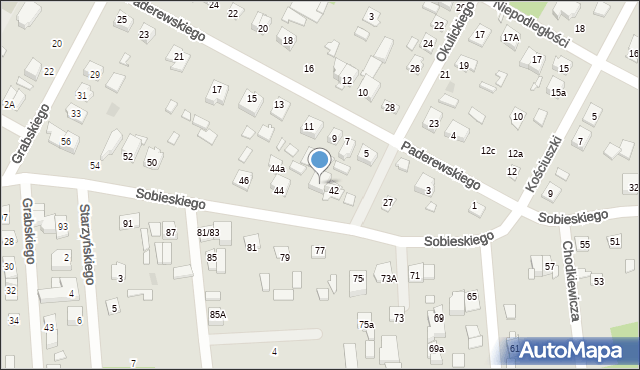 Sulejówek, Sobieskiego, 42A, mapa Sulejówek