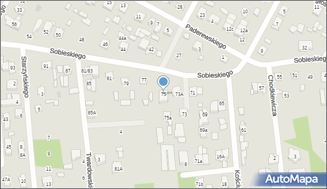 Sulejówek, Sobieskiego, 75, mapa Sulejówek