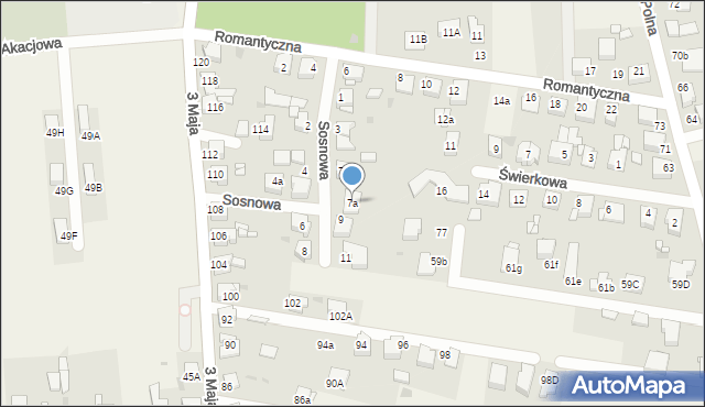 Świerklaniec, Sosnowa, 7a, mapa Świerklaniec