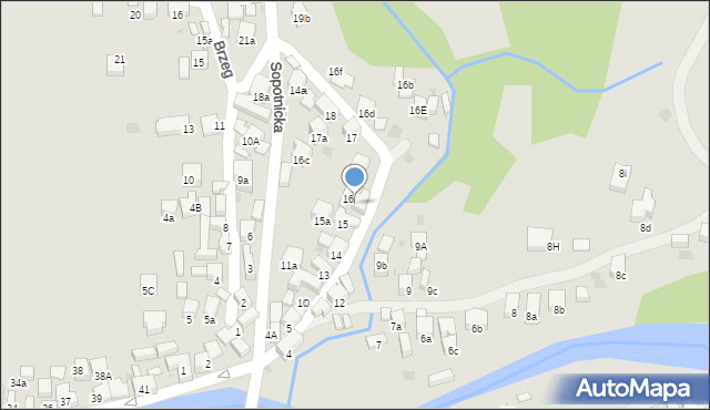 Szczawnica, Sopotnicka, 16A, mapa Szczawnica