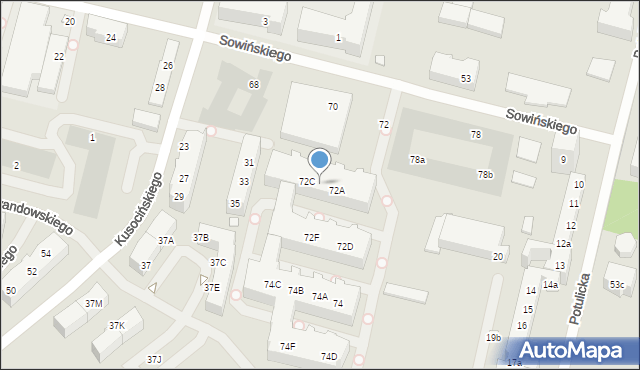 Szczecin, Sowińskiego Józefa, gen., 72B, mapa Szczecina