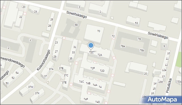 Szczecin, Sowińskiego Józefa, gen., 72C, mapa Szczecina