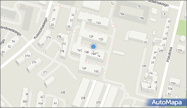 Szczecin, Sowińskiego Józefa, gen., 74A, mapa Szczecina